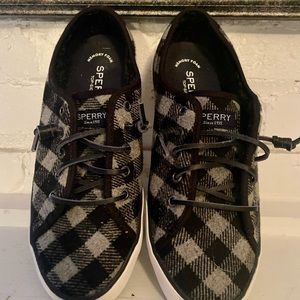 Sperry Top-Sider Black/Grey Buffalo Plaid Wool Memory Foam Sneakers - Women's 7M